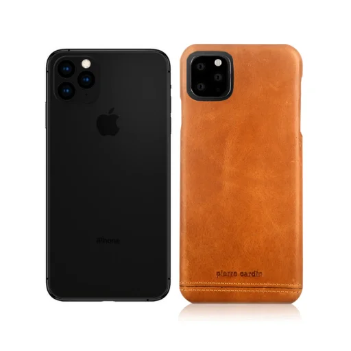 Pierre Cardin bőr tok Apple iPhone 11 Pro MAX világosbarna - 1