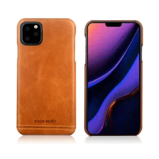 Pierre Cardin bőr tok Apple iPhone 11 Pro világosbarna - 1