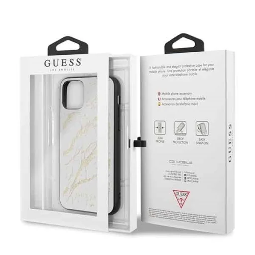 Guess Glitter Marble Glass iPhone 11 Pro tok fehér (GUHCN58MGGWH) - 2