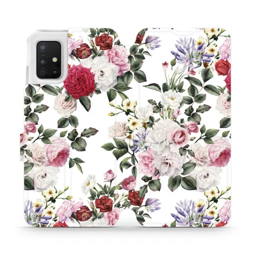 Mobiwear MD01S fliptok Samsung A51 floral mintával - 1