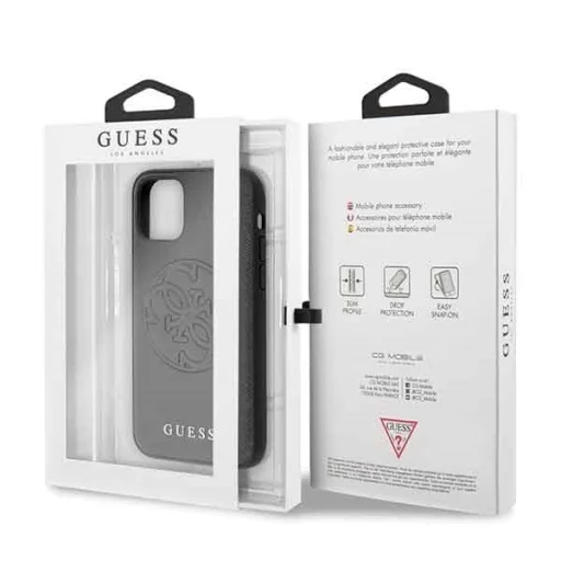 Guess Saffiano 4G Circle Logo iPhone 11 Pro tok fekete (GUHCN58RSSASBK) - 4