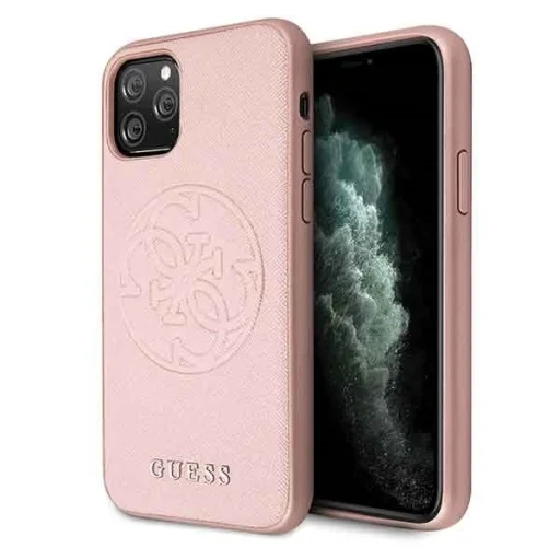 iPhone 11 Pro Guess Saffiano GUHCN58RSSASRG 4G Circle Logo tok rózsaszín - 1