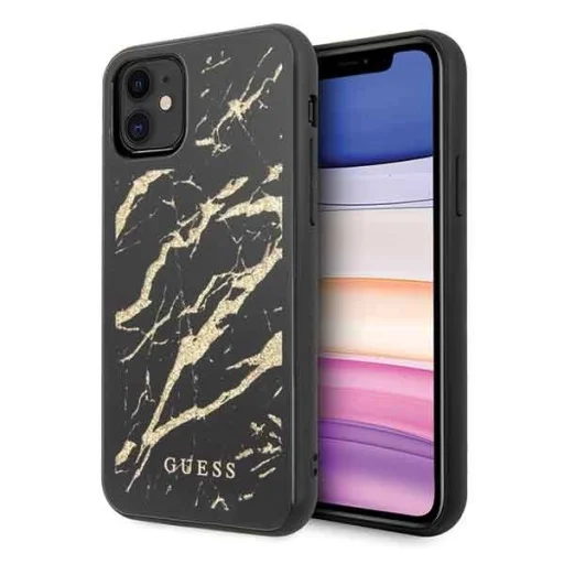 Guess Glitter Marble Glass iPhone 11 tok fekete (GUHCN61MGGBK) - 1