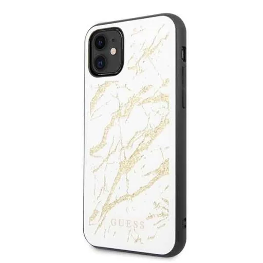 Guess Glitter Marble Glass iPhone 11 tok fehér (GUHCN61MGGWH) - 7