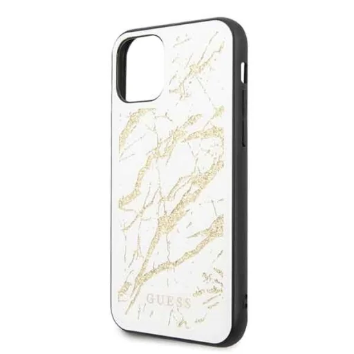 Guess Glitter Marble Glass iPhone 11 tok fehér (GUHCN61MGGWH) - 5