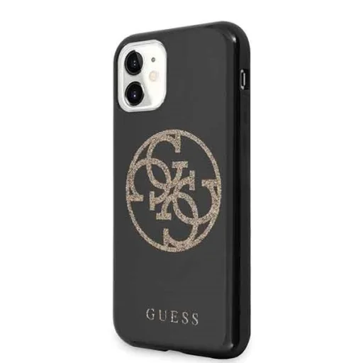 Guess Saffiano 4G Circle Logo iPhone 11 tok fekete flitteres mintával (GUHCN61TPUBKGLG) - 2