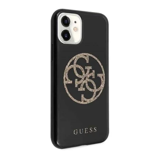 Guess Saffiano 4G Circle Logo iPhone 11 tok fekete flitteres mintával (GUHCN61TPUBKGLG) - 4