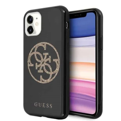 Guess Saffiano 4G Circle Logo iPhone 11 tok fekete flitteres mintával (GUHCN61TPUBKGLG) - 1