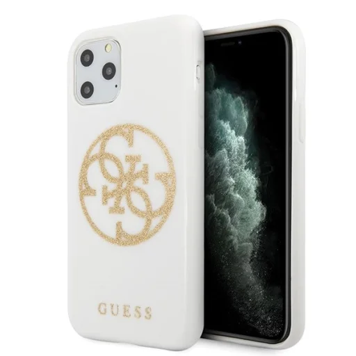 Guess Saffiano 4G Circle Logo iPhone 11 Pro MAX tok fehér/arany (GUHCN65TPUWHGLG) - 1