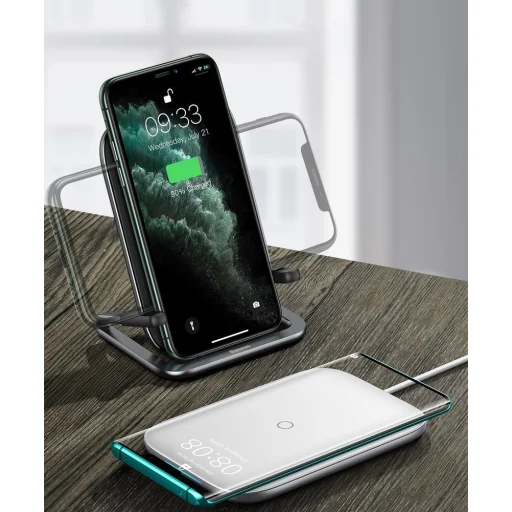 Baseus Cobble Qi vezeték nélküli gyorstöltő 15W és tartó állvány fekete (WXPG-01) - 8