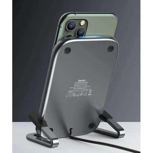 Baseus Cobble Qi vezeték nélküli gyorstöltő 15W és tartó állvány fekete (WXPG-01) - 13