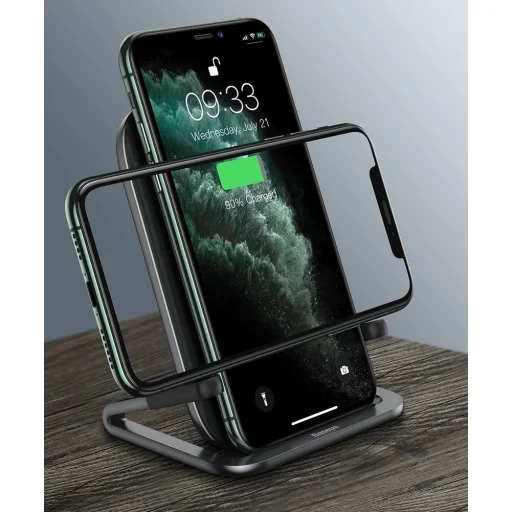 Baseus Cobble Qi vezeték nélküli gyorstöltő 15W és tartó állvány fekete (WXPG-01) - 14