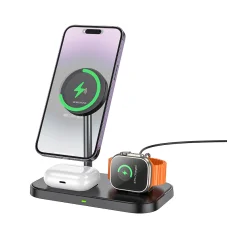 Borofone Vezeték nélküli indukciós töltő BQ29 Feliz 3 az 1-ben 15W fekete