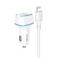 KAKU Autós Töltő KSC-528 Shengyu - 2xUSB - 2,8A USB-ről Lightning fehér