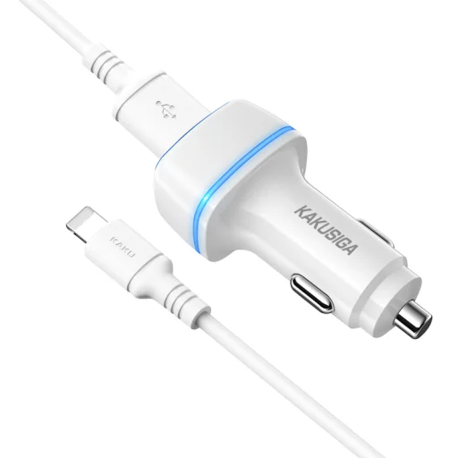 KAKU Autós Töltő KSC-528 Shengyu - 2xUSB - 2,8A USB-ről Lightning fehér - 2