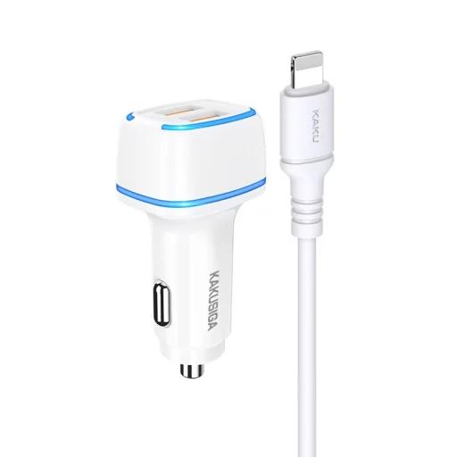 KAKU Autós Töltő KSC-528 Shengyu - 2xUSB - 2,8A USB-ről Lightning fehér - 1