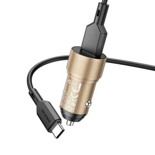 Borofone BZ19A Wisdom autós töltő - USB - QC 3.0 18W USB-C kábellel arany - 2