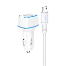KAKU Autós Töltő KSC-528 Shengyu - 2xUSB - 2,8A USB-Micro USB kábellel fehér