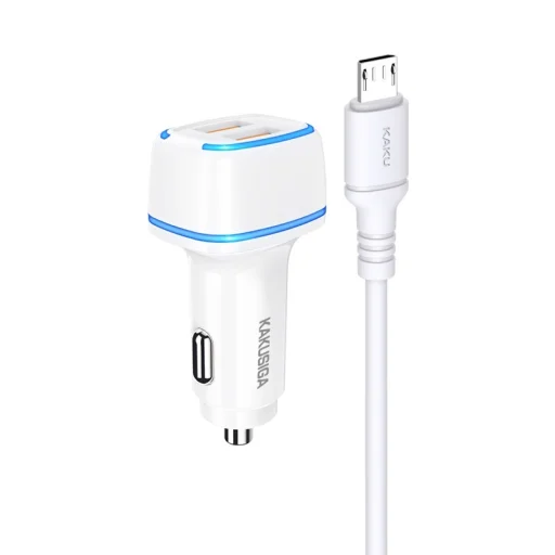 KAKU Autós Töltő KSC-528 Shengyu - 2xUSB - 2,8A USB-Micro USB kábellel fehér - 1