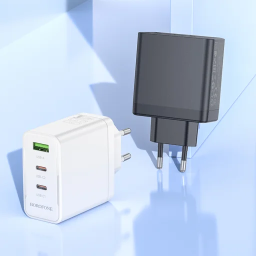 Borofone fali töltő BN12 Manager - USB + 2xType C - PD 65W 3A fekete - 6