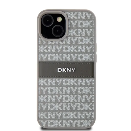  iPhone 15 Plus/14 Plus bézs DKNY bőrtok Mono Stripe & Metal Logo DKHCP15MPRTHSLE - 3