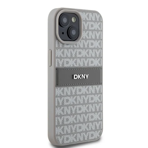  iPhone 15 Plus/14 Plus bézs DKNY bőrtok Mono Stripe & Metal Logo DKHCP15MPRTHSLE - 4