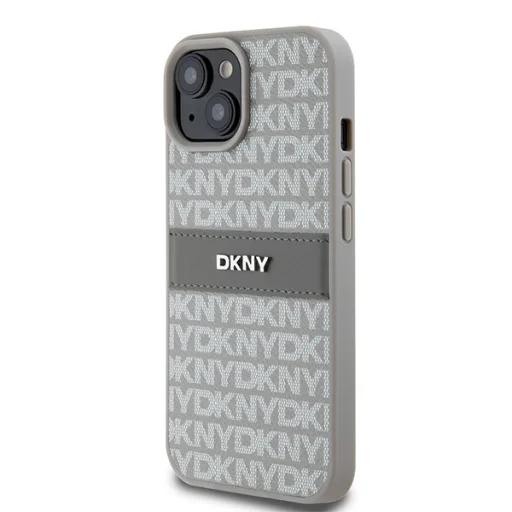  iPhone 15 Plus/14 Plus bézs DKNY bőrtok Mono Stripe & Metal Logo DKHCP15MPRTHSLE - 2