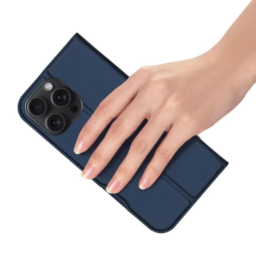 Dux Ducis Skin Pro fliptok iPhone 16 Pro Max telefonhoz kártyatartóval - kék - 8