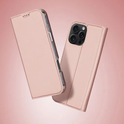 Dux Ducis Skin Pro fliptok iPhone 16 Pro-hoz kártyatartóval - rózsaszín - 12