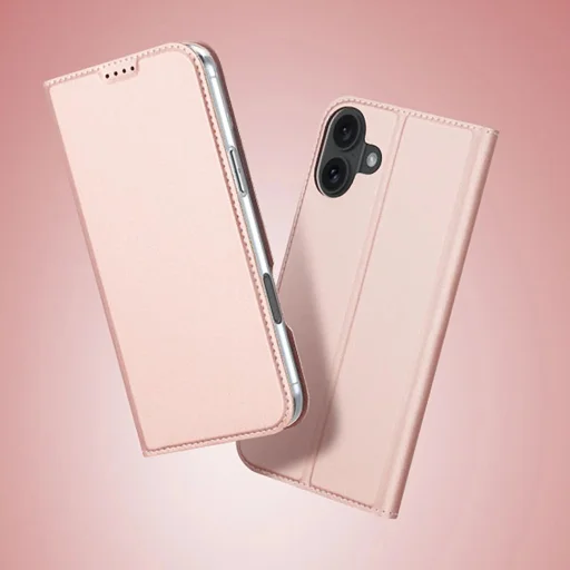 Dux Ducis Skin Pro fliptok iPhone 16-hoz kártyatartóval - rózsaszín tok - 12