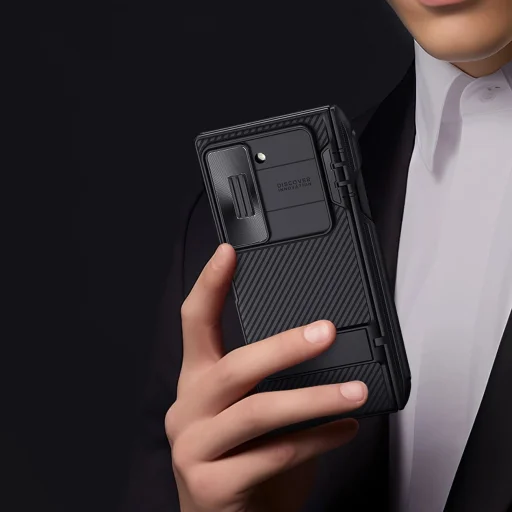 Nillkin CamShield Fold tok Samsung Galaxy Z Fold 6 5G-hez Stylus tartóval - Fekete - 8