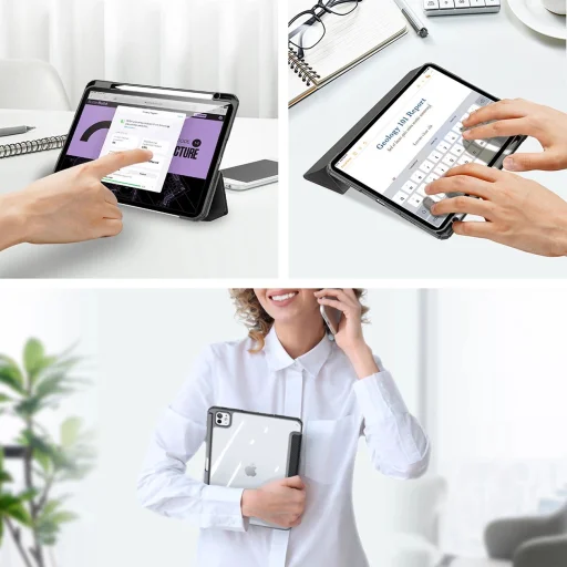 Dux Ducis Toby fliptok és állvány iPad Pro 11" 2024 - fekete tok - 11