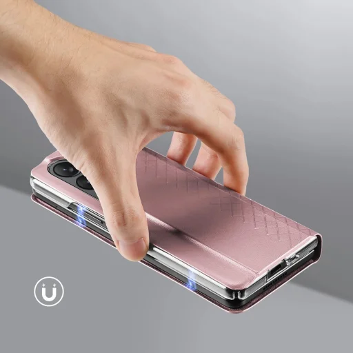 Samsung Galaxy Z Fold5 5G Dux Ducis Bril Wallet Flip Leather tok - Pink - 6