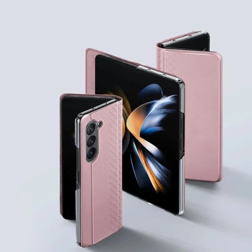 Samsung Galaxy Z Fold5 5G Dux Ducis Bril Wallet Flip Leather tok - Pink - 5