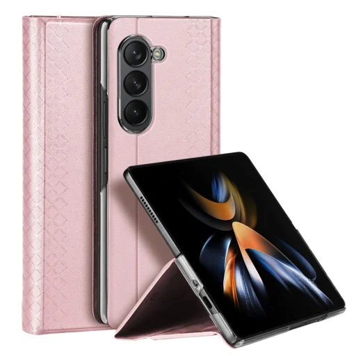 Samsung Galaxy Z Fold5 5G Dux Ducis Bril Wallet Flip Leather tok - Pink - 1