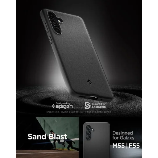  Samsung Galaxy M55 5G Matt Fekete Spigen Essential SandBlast tok - 7