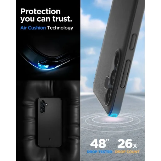  Samsung Galaxy M55 5G Matt Fekete Spigen Essential SandBlast tok - 9