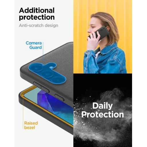  Samsung Galaxy M55 5G Matt Fekete Spigen Essential SandBlast tok - 11