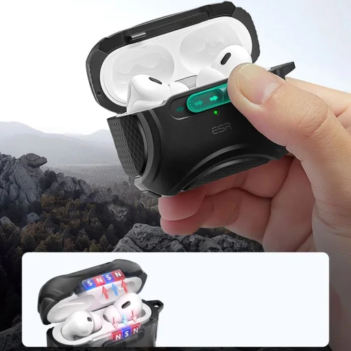 ESR Cyber ​​Flicklock Halolock MagSafe tok Airpods Pro 1 / 2 - Fekete - 4