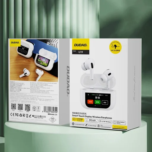 Dudao U19 fülbe helyezhető TWS vezeték nélküli Bluetooth 5.3 fejhallgató LED kijelzővel - fehér - 11