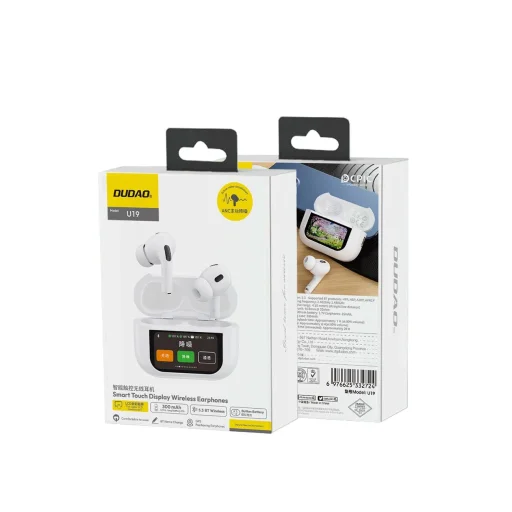 Dudao U19 fülbe helyezhető TWS vezeték nélküli Bluetooth 5.3 fejhallgató LED kijelzővel - fehér - 3
