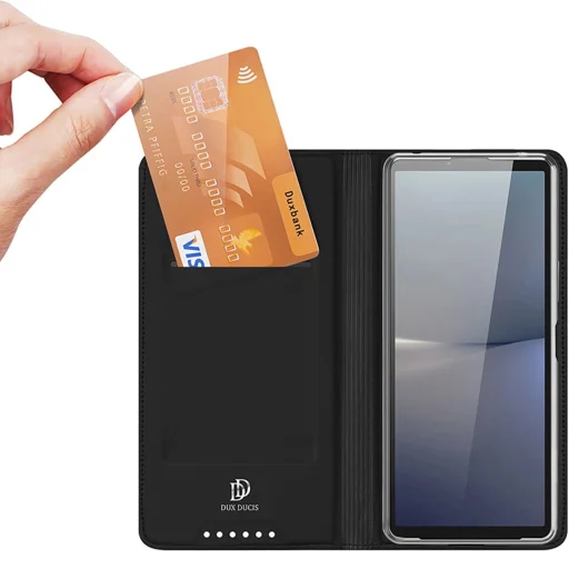 Dux Ducis Skin Pro tok Sony Xperia 10 VI-hez, fliptok és kártyatartóval - fekete - 2