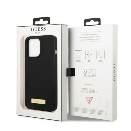 iPhone 13 Pro / 13 6.1" fekete/fekete Silicone Logo Plate MagSafe tok Guess GUHMP13LSPLK i - 8
