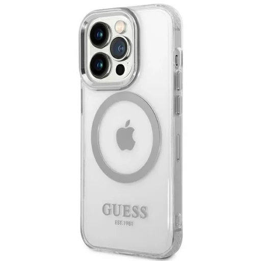 Guess GUHMP14LHTRMS iPhone 14 Pro 6.1" ezüst/ezüst kemény tok Metal Outline Magsafe tok - 2
