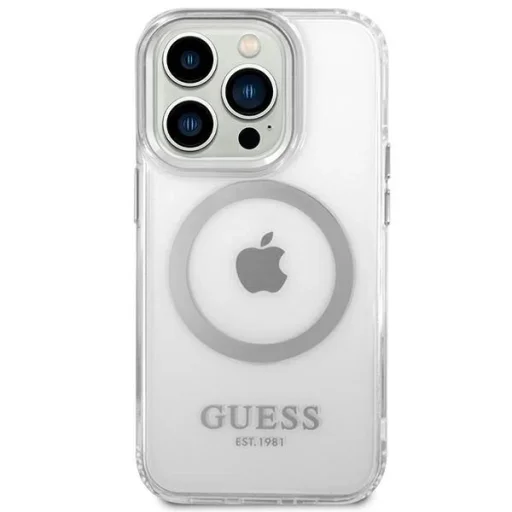 Guess GUHMP14LHTRMS iPhone 14 Pro 6.1" ezüst/ezüst kemény tok Metal Outline Magsafe tok - 3