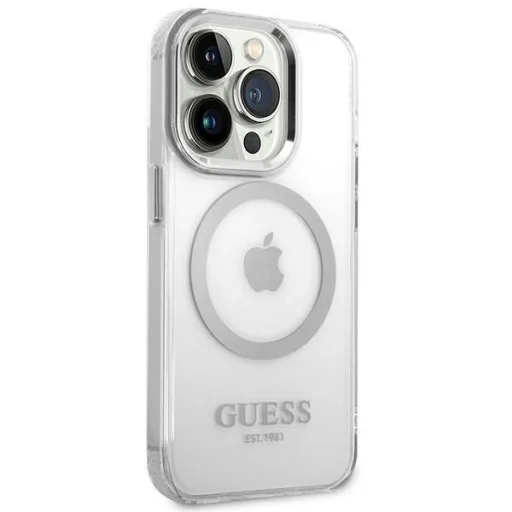 Guess GUHMP14LHTRMS iPhone 14 Pro 6.1" ezüst/ezüst kemény tok Metal Outline Magsafe tok - 4