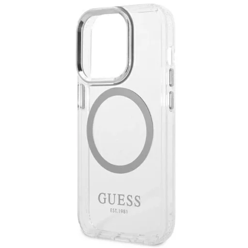 Guess GUHMP14LHTRMS iPhone 14 Pro 6.1" ezüst/ezüst kemény tok Metal Outline Magsafe tok - 6