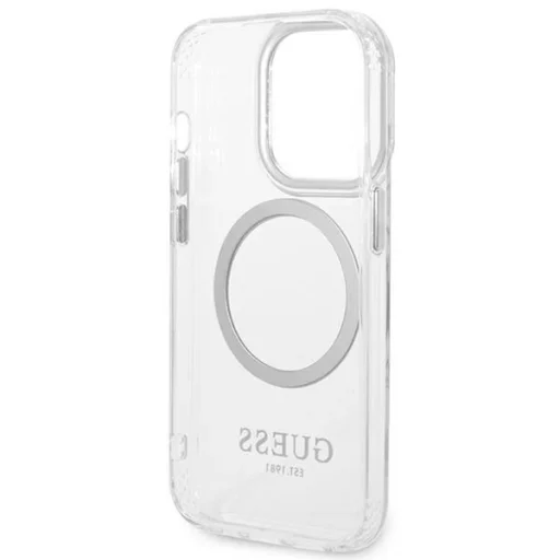 Guess GUHMP14LHTRMS iPhone 14 Pro 6.1" ezüst/ezüst kemény tok Metal Outline Magsafe tok - 7