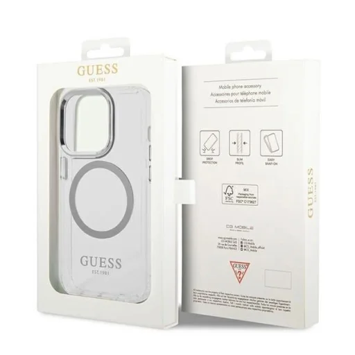 Guess GUHMP14LHTRMS iPhone 14 Pro 6.1" ezüst/ezüst kemény tok Metal Outline Magsafe tok - 8