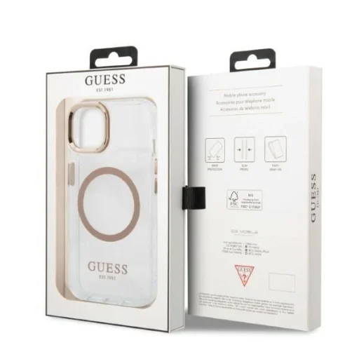 Guess GUHMP13MHTRMD iPhone 13 6.1" arany/arany kemény tok Metal Outline Magsafe tok - 8